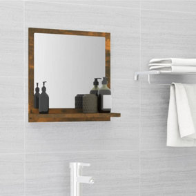 Berkfield Bathroom Mirror Smoked Oak 40x10.5x37 cm Engineered Wood