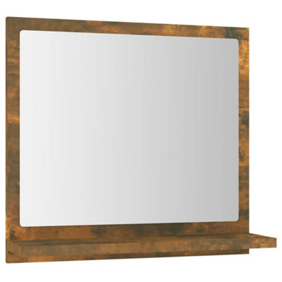 Berkfield Bathroom Mirror Smoked Oak 40x10.5x37 cm Engineered Wood