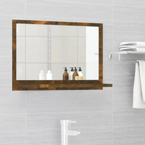 Berkfield Bathroom Mirror Smoked Oak 60x10.5x37 cm Engineered Wood