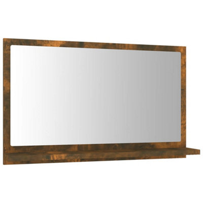 Berkfield Bathroom Mirror Smoked Oak 60x10.5x37 cm Engineered Wood