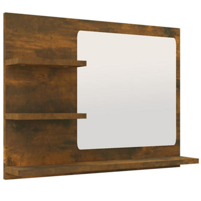 Berkfield Bathroom Mirror Smoked Oak 60x10.5x45 cm Engineered Wood