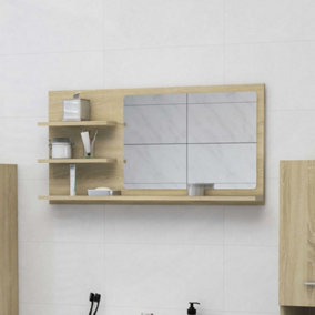 Berkfield Bathroom Mirror Sonoma Oak 90x10.5x45 cm Engineered Wood