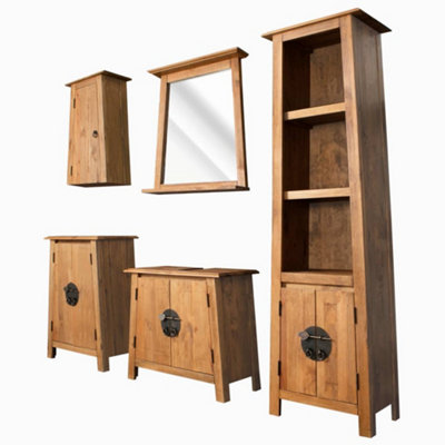 Berkfield Bathroom Set 5 Pieces Solid Recycled Pinewood Price Comparisons | Compare The Build