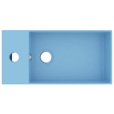 Berkfield Bathroom Sink with Overflow Ceramic Light Blue
