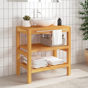 Berkfield Bathroom Vanity Cabinet with 2 Shelves 74x45x75 cm Solid Wood