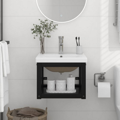 Berkfield Bathroom Washbasin Frame with Built-in Basin Black Iron Price Comparisons | Compare The Build
