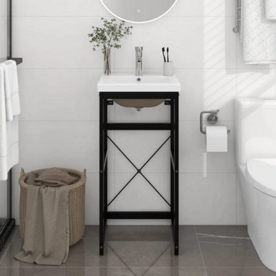 Berkfield Bathroom Washbasin Frame with Built-in Basin Black Iron Price Comparisons | Compare The Build