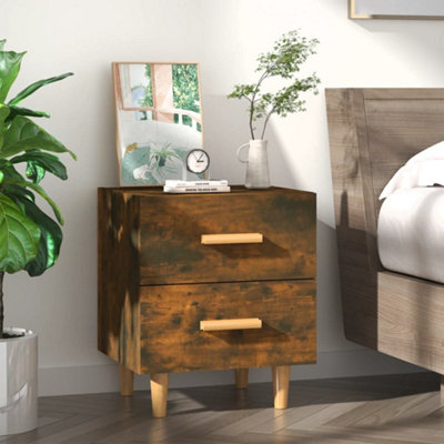 Berkfield Bed Cabinet Smoked Oak 40x35x47.5 cm