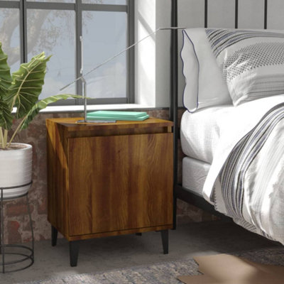 Berkfield Bed Cabinet with Metal Legs Brown Oak 40x30x50 cm