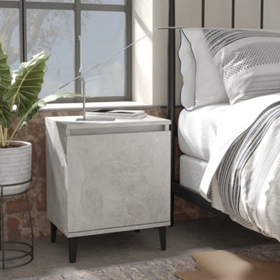 Berkfield Bed Cabinet with Metal Legs Concrete Grey 40x30x50 cm