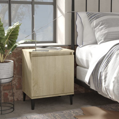 Berkfield Bed Cabinet with Metal Legs Sonoma Oak 40x30x50 cm