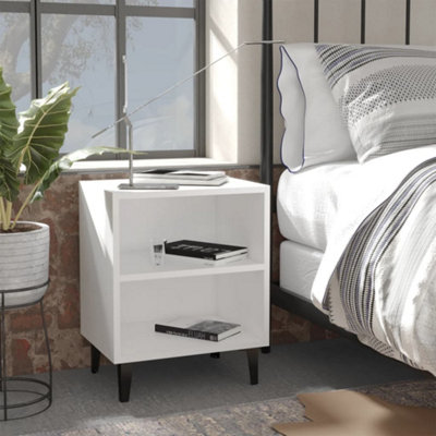 Berkfield Bed Cabinet with Metal Legs White 40x30x50 cm