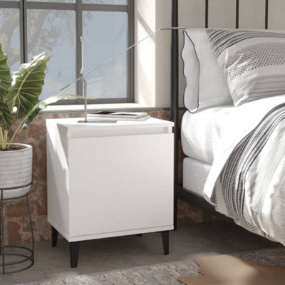 Berkfield Bed Cabinet with Metal Legs White 40x30x50 cm