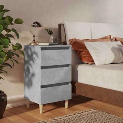 Berkfield Bed Cabinet with Solid Wood Legs Concrete Grey 40x35x69 cm