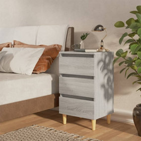 Berkfield Bed Cabinet with Solid Wood Legs Grey Sonoma 40x35x69 cm