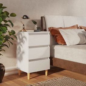 Berkfield Bed Cabinet with Solid Wood Legs White 40x35x69 cm