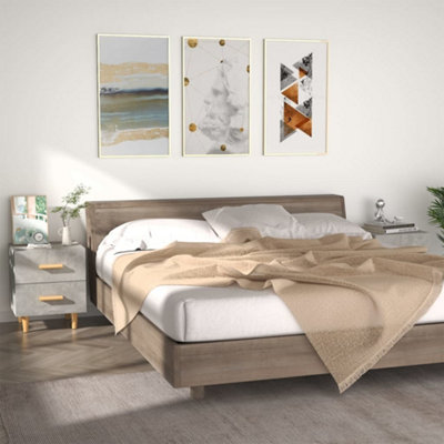 Berkfield Bed Cabinets 2 pcs Concrete Grey 40x35x47.5 cm