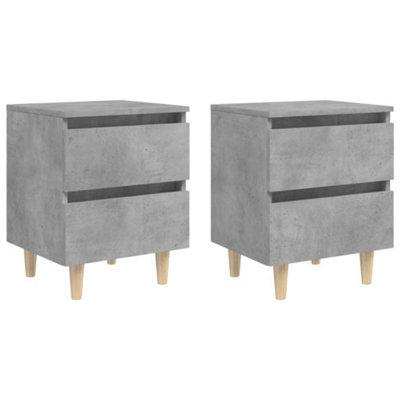 Berkfield Bed Cabinets & Solid Pinewood Legs 2 pcs Concrete Grey 40x35x50 cm