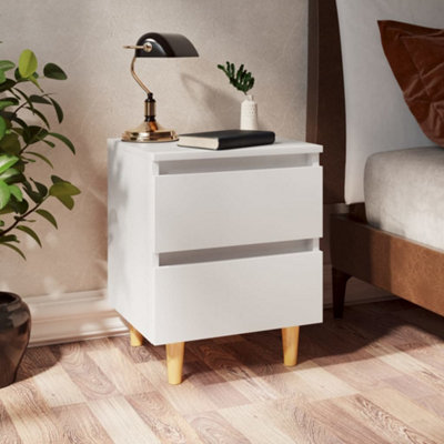Berkfield Bed Cabinets with Solid Pinewood Legs 2 pcs White 40x35x50 cm
