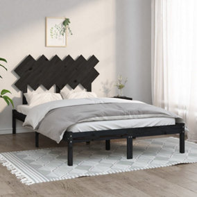 Berkfield Bed Frame Black 120x190 cm 4FT Small Double Solid Wood