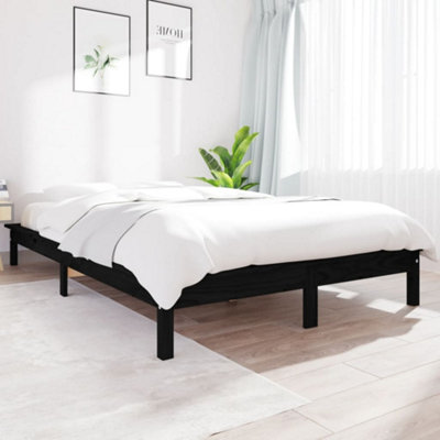 Berkfield Bed Frame Black 140x190 cm Solid Wood Pine