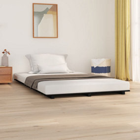 Berkfield Bed Frame Black 150x200 cm 5FT King Size Solid Wood Pine