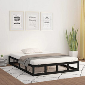Berkfield Bed Frame Black 150x200 cm King Size Solid Wood