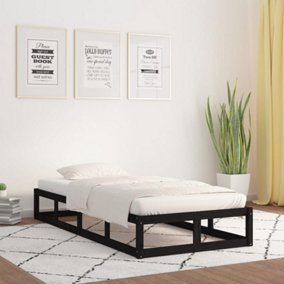 Berkfield Bed Frame Black 75x190 cm Small Single Solid Wood