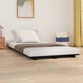 Berkfield Bed Frame Black 90x190 cm 3FT Single Solid Wood Pine