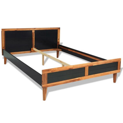 Berkfield Bed Frame Black Solid Acacia Wood 140x200 cm