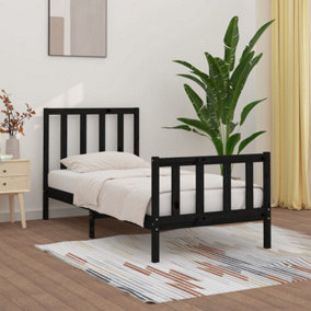 Berkfield Bed Frame Black Solid Wood 100x200 cm