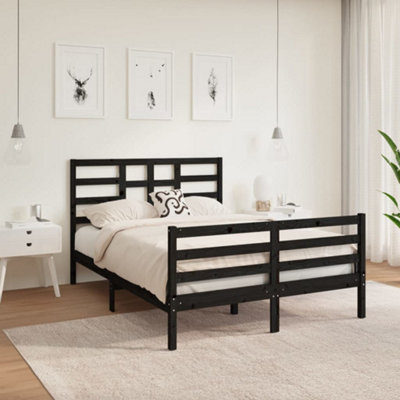 Black wooden small double outlet bed