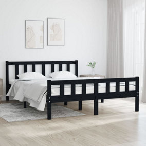 Berkfield Bed Frame Black Solid Wood 120x190 cm Small Double