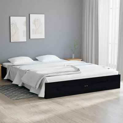 Berkfield Bed Frame Black Solid Wood 120x190 cm Small Double