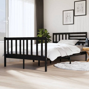 Berkfield Bed Frame Black Solid Wood 120x200 cm