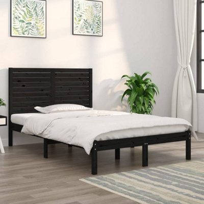 Berkfield Bed Frame Black Solid Wood 135x190 cm 4FT6 Double