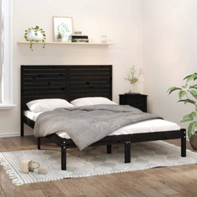 Berkfield Bed Frame Black Solid Wood 140x200 cm