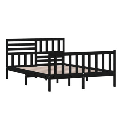 Berkfield Bed Frame Black Solid Wood 140x200 cm