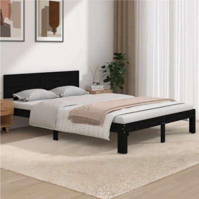 Berkfield Bed Frame Black Solid Wood 150x200 cm King Size