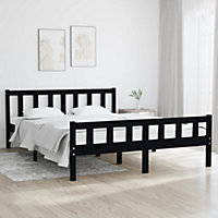 Berkfield Bed Frame Black Solid Wood 150x200 cm King Size