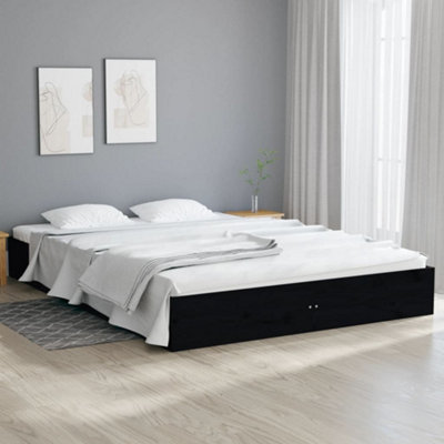 Berkfield Bed Frame Black Solid Wood 150x200 cm King Size