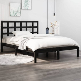 Berkfield Bed Frame Black Solid Wood 160x200 cm