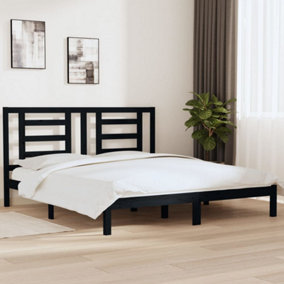 Berkfield Bed Frame Black Solid Wood 180x200 cm 6FT Super King Size