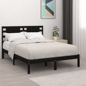 Berkfield Bed Frame Black Solid Wood 180x200 cm 6FT Super King