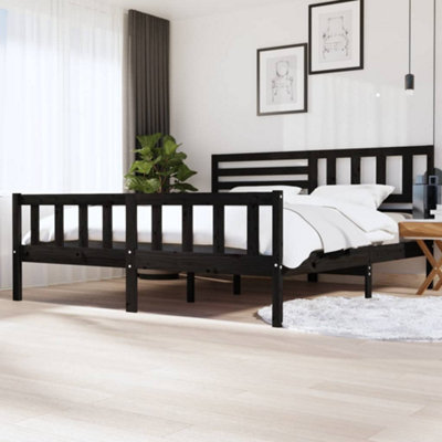 Berkfield Bed Frame Black Solid Wood 200x200 cm