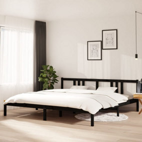 Berkfield Bed Frame Black Solid Wood 200x200 cm