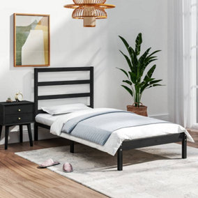 Berkfield Bed Frame Black Solid Wood 75x190 cm Small Single