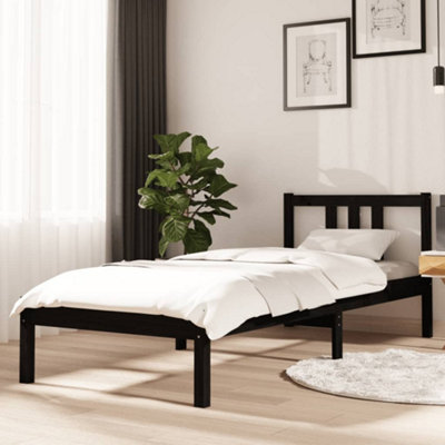 Berkfield Bed Frame Black Solid Wood 75x190 Cm Small Single | DIY At B&Q