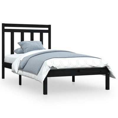 Berkfield Bed Frame Black Solid Wood 90x190 cm 3FT Single