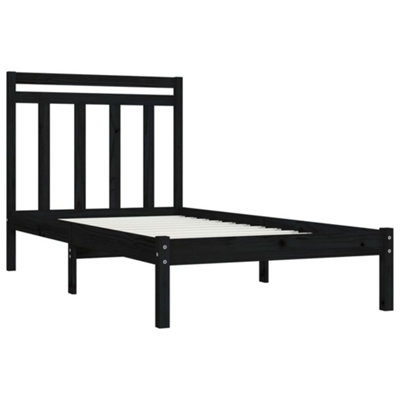 Berkfield Bed Frame Black Solid Wood 90x190 cm 3FT Single